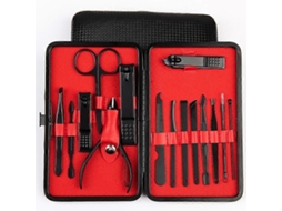 Lurelia Kit De Manicure E Pedicure 18 Peças, Em Aço Inoxidável, Portátil, Com Estojo, Cor Preto, Para Cuidados Pessoais