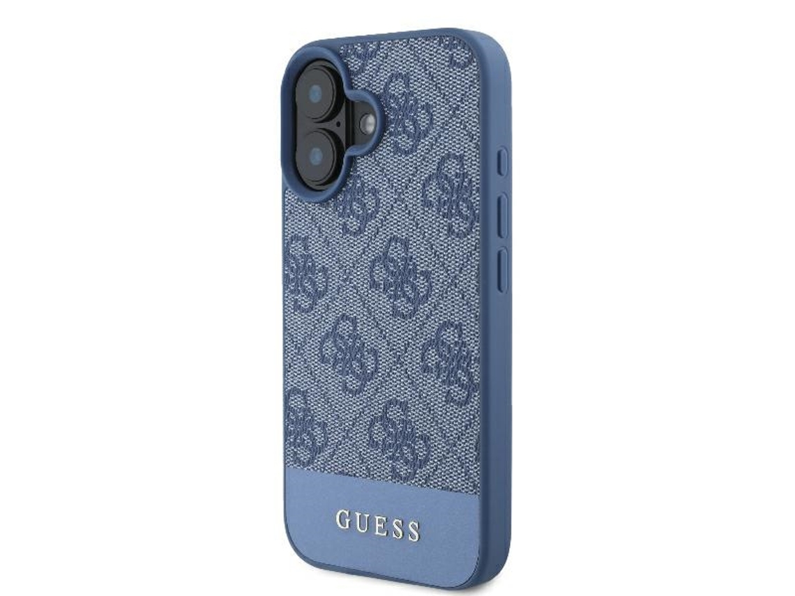 Capa para iPhone 16 GUESS Pele Sintética Rígida Azul