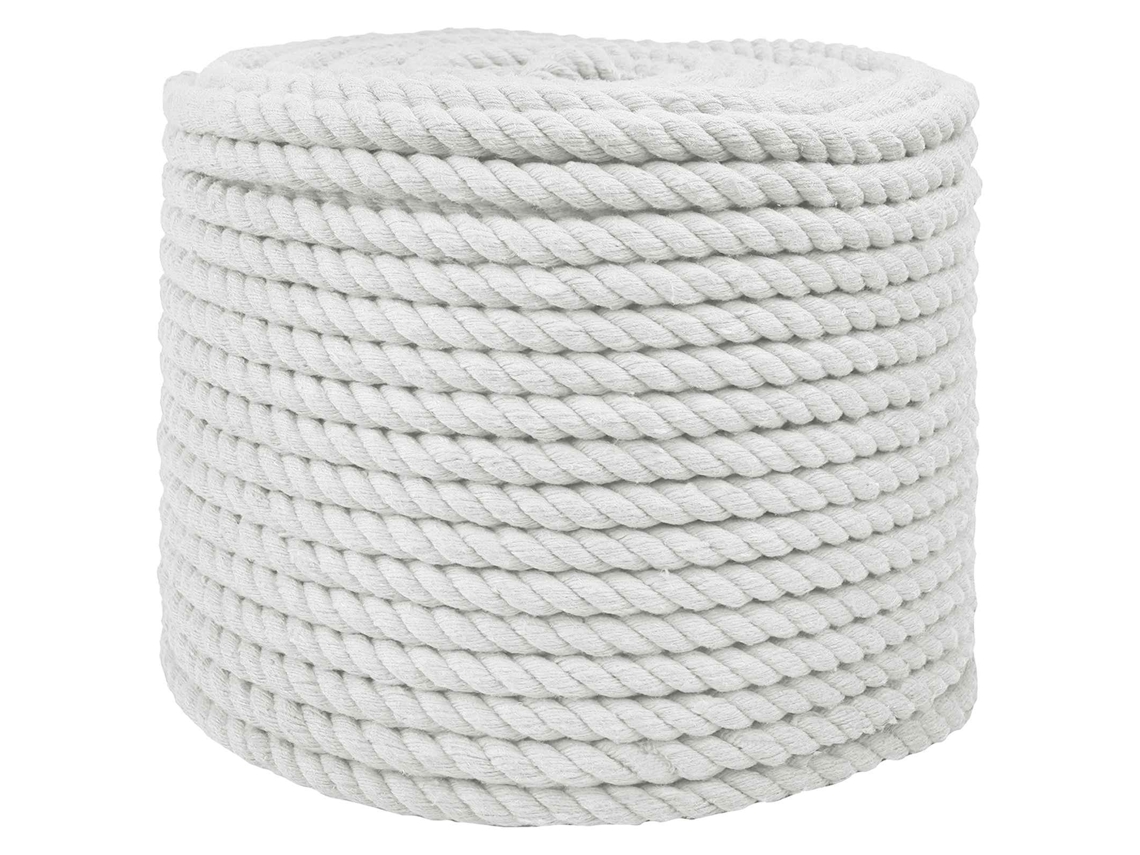 Vidaxl Corda De Algodão 14 Mm 100 M Branco 100% Algodão