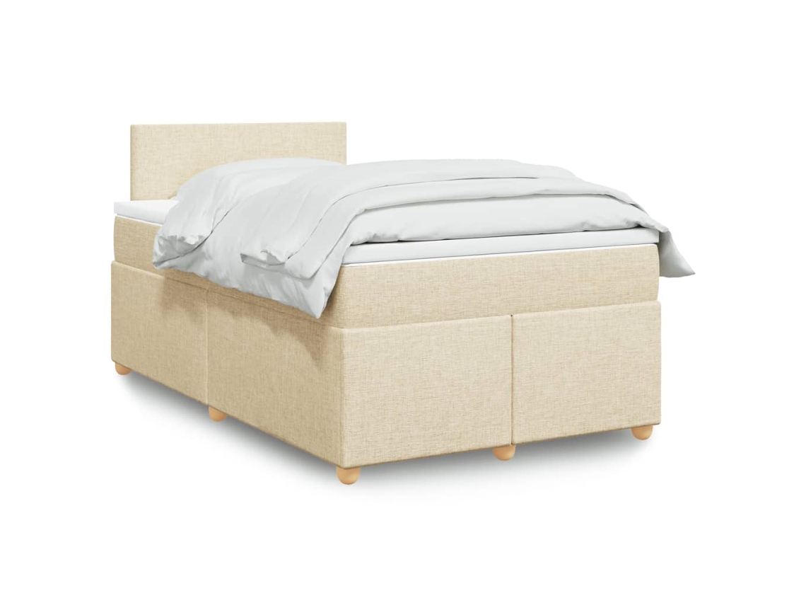 Vidaxl Cama com Molas/colchão 120x200 Cm Tecido Cor Creme