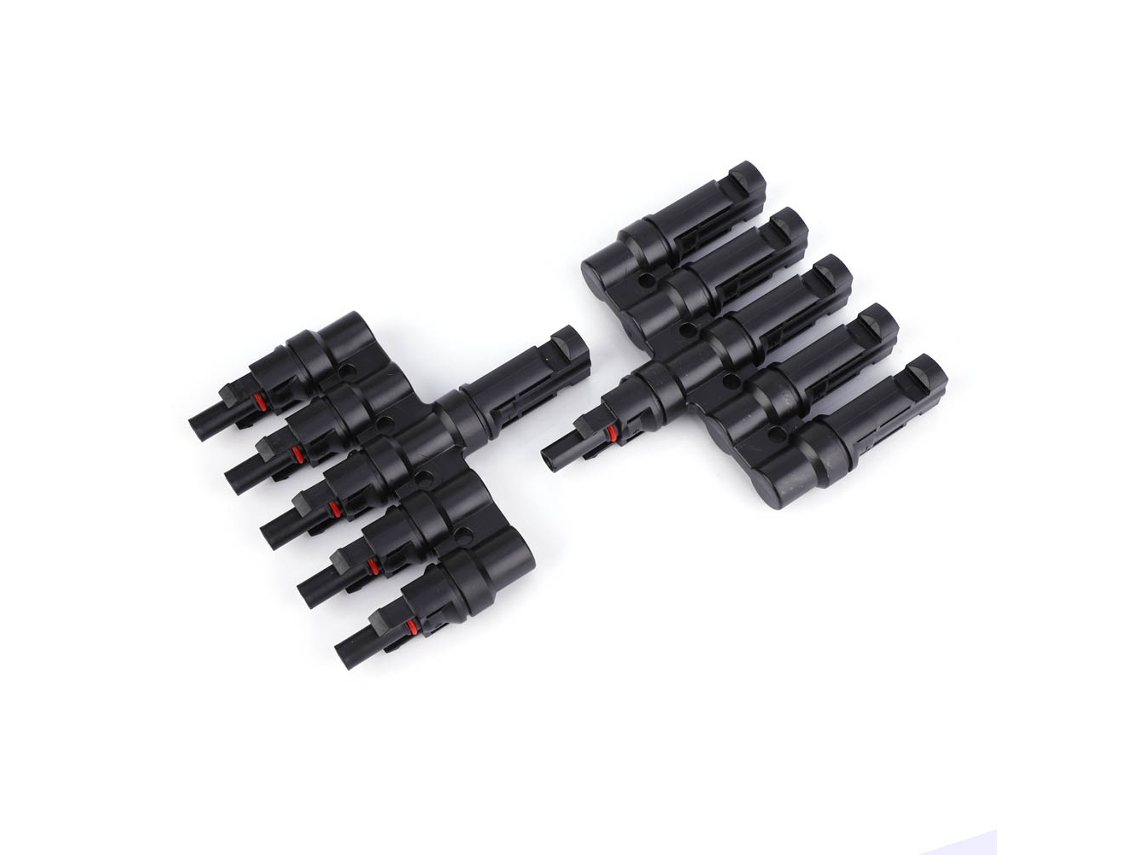 Laxiscreed Conector T Para Painéis Solares, 1 Macho E 1 Fêmea, 5 Ramos, Compatível Com Sistemas Fotovoltaicos