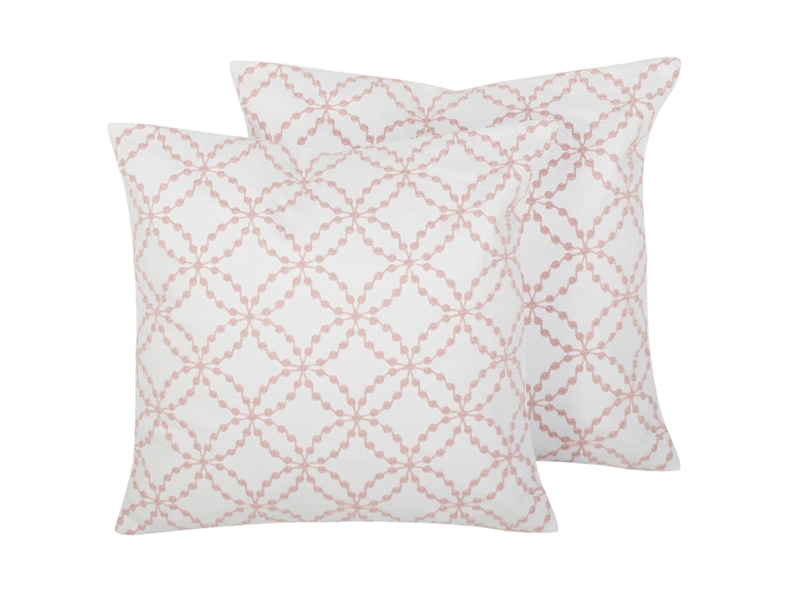 Conjunto de 2 Almofadas Decorativas BELIANI Verbena de Algodão Rosa 45x45x12