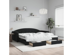 Vidaxl Sofá-cama Com Gavetão E Gavetas 100x200 Cm Veludo Preto