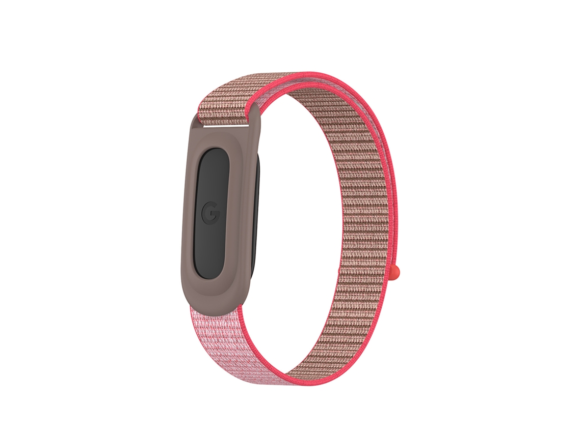 Pulseira Para Google Fitbit Air Czhhmart, Tecida Em Nylon Com Capa Protetora Tpu Rosa