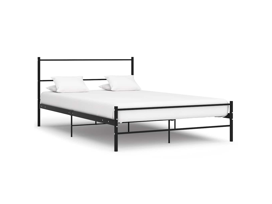 Vidaxl Estrutura Cama C/ Cabeceira Sem Colchão 140x200 Cm Metal Preto