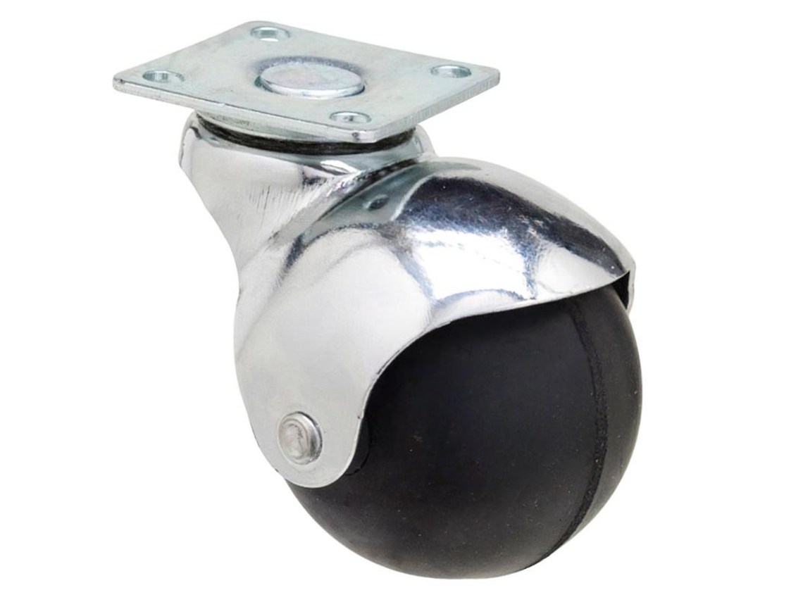 Roda Doméstica Placa Esfera de Borracha Preta 50 mm MAURER