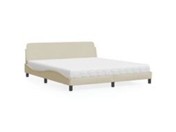 Vidaxl Cama Com Colchão Dover 180x200 Cm Tecido Cor Creme