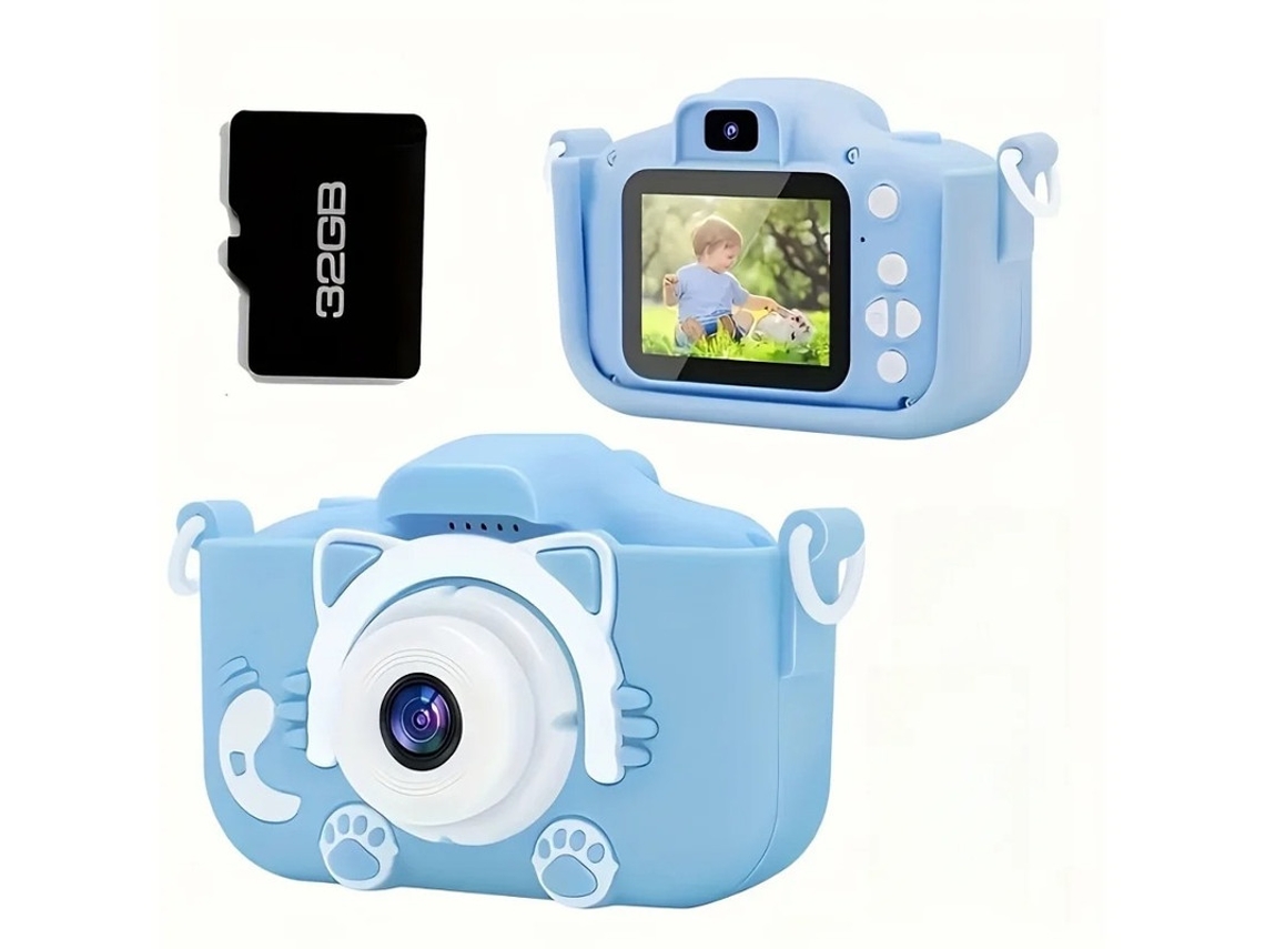 Câmera digital Yizhood Mini HD para crianças, ideal para tirar fotos e gravar vídeos, cartão de 32 GB, azul