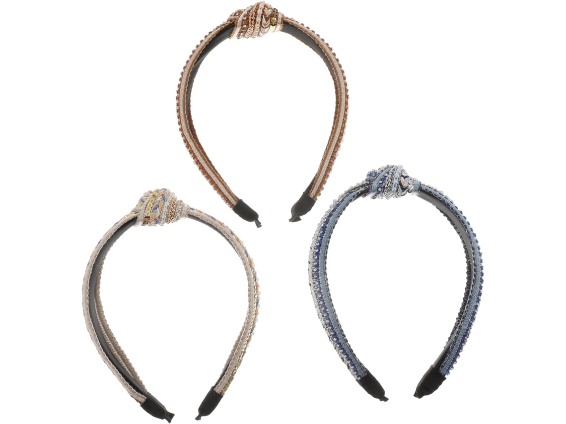Conjunto De 3 Peças De Tiara Feminina Com Lantejoulas Largas, Strass E Miçangas, Elegante Conjunto De Acessórios Para Cabelo.