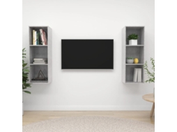 Vidaxl Armários De Parede Para Tv 2 Pcs Contraplacado Cinzento Cimento