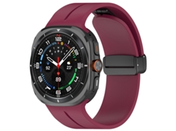 Bracelete para Samsung Galaxy Watch Ultra XIAOMOYU em silicone com fivela magnética dobrável vinho vermelho (47mm)