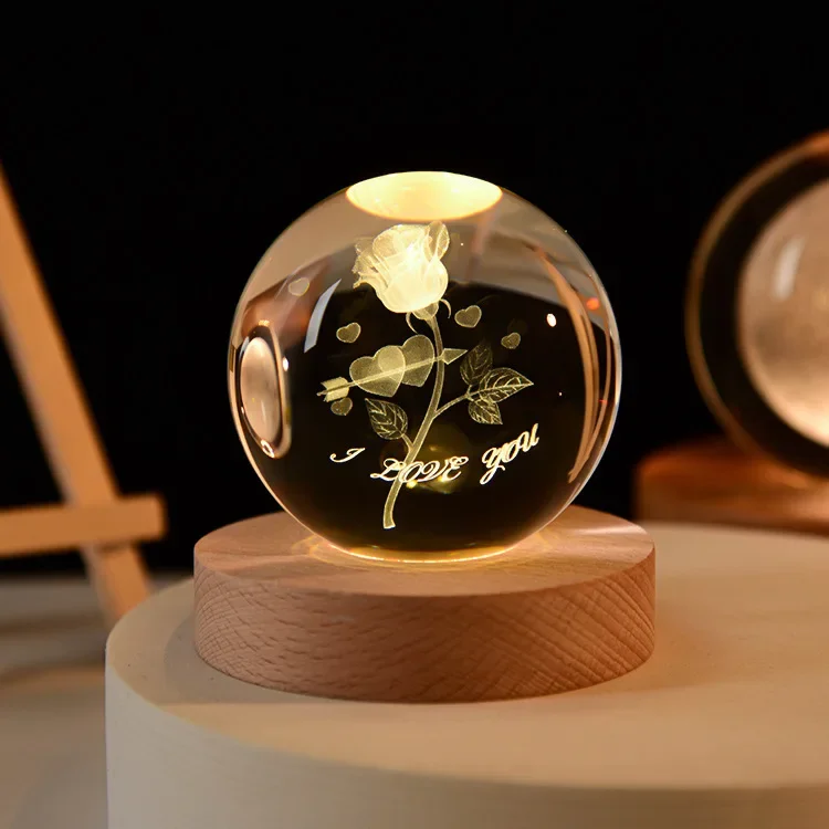 Bola de Cristal 3d de 6 Cm, Gravada a Laser, Decoração para Mesa de Casa MDUG