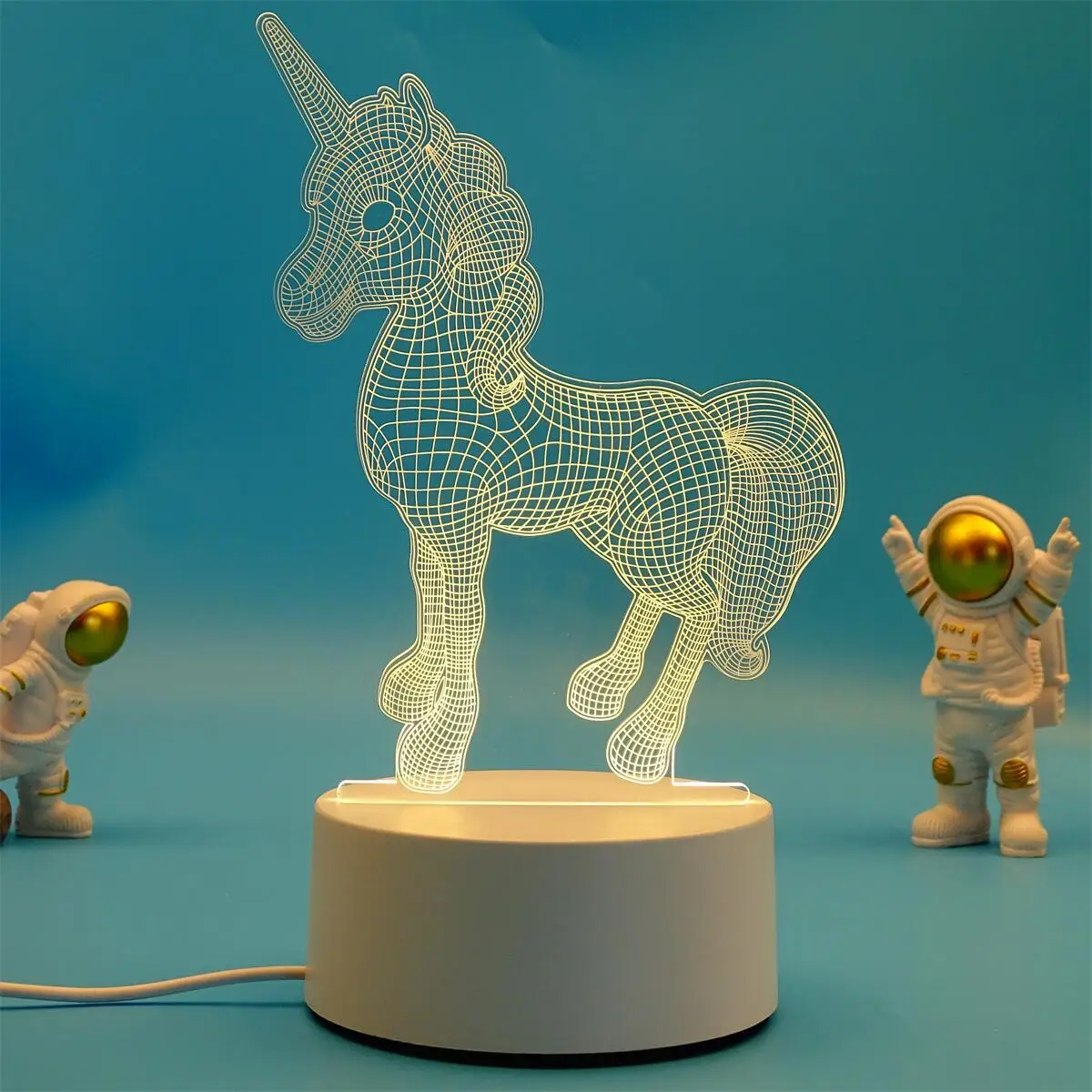 Luminária Noturna Led Usb 3d em Acrílico , Ideal para Decoração de Casa e Quarto. MDUG (3 Cores)