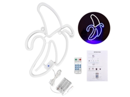 Rebe-lâmpada De Neón Banana Com Controle Remoto 8 Modos 18 Teclas Temporizador Luz Branca Azul Decoração Residencial