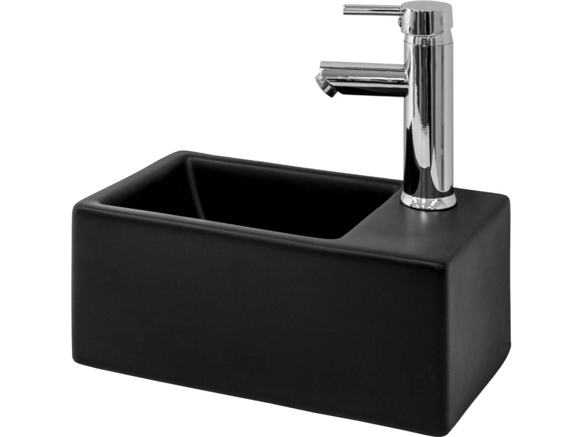 Lavatório ML DESIGN Retangular Cerâmica (Preto - 35.5 x 20.5 x 12.5 cm)