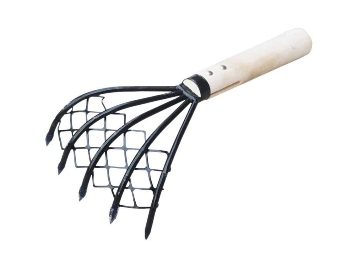Rastrillo De 5 Dientes Ninja Claw Con Mango De Madera Para Jardinería Y Boquilla