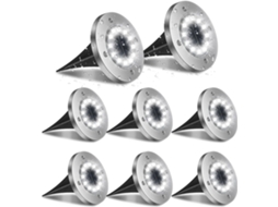 Conjunto de 8 luminárias solares externas com 12 LEDs cada, para jardim, iluminação de 6000K (Brilvibera)