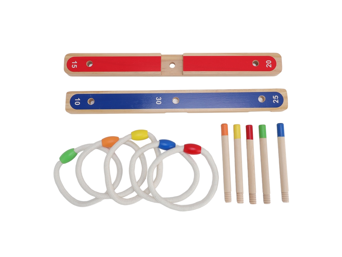 Primerox conjunto Jogo Arremesso de Anéis Madeira para Crianças Indoor Outdoor Treino Lógico