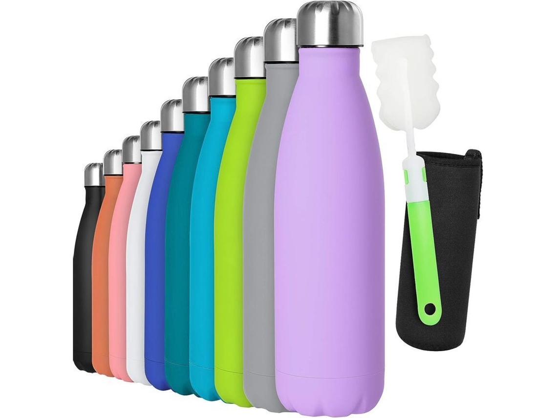 Garrafa de água Nova Line de aço inoxidável 500ml, dupla parede com isolamento a vácuo roxa