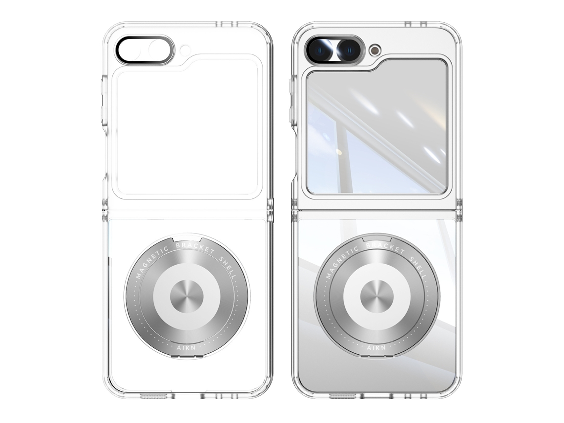 Capa Para Samsung Galaxy Z Flip 5, Tpupc suporte Magnético Giratório Integrado Branco Hexinyigjly