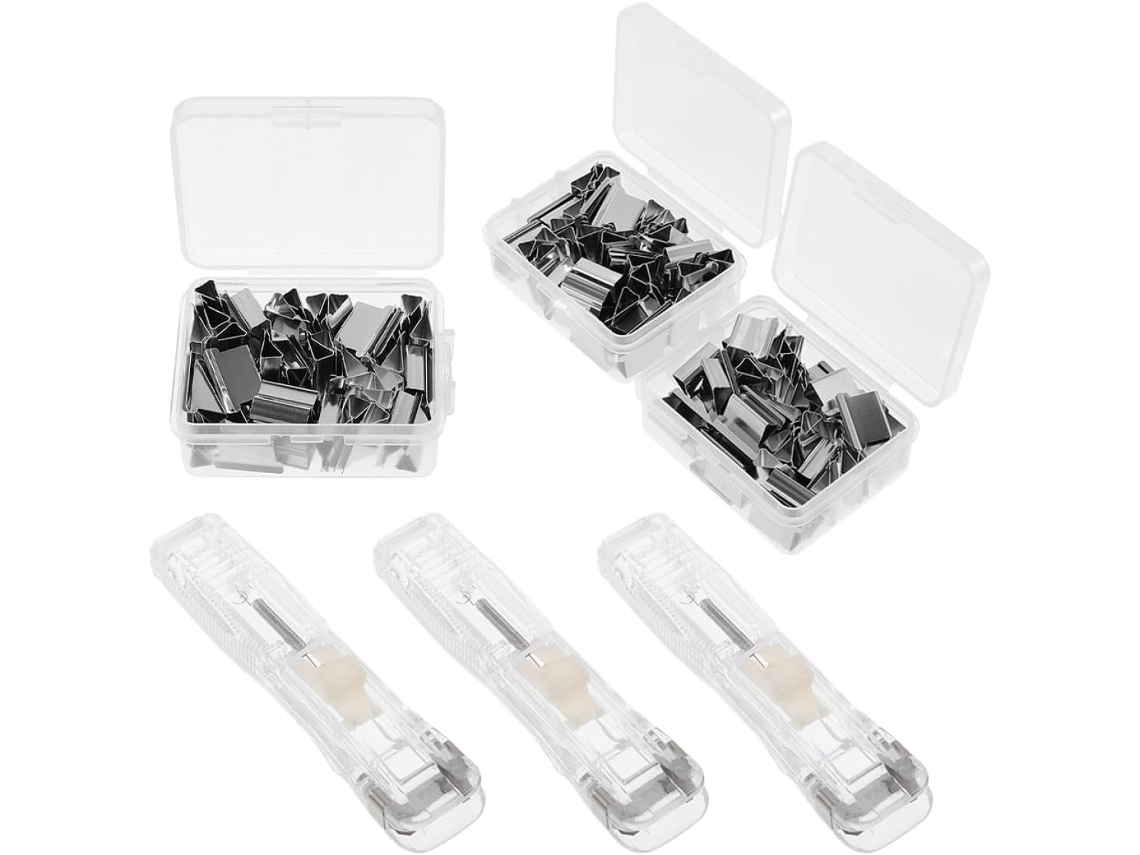 Porta-clips transparente e reutilizável Osaladi para documentos escolares e mesa, dispensador de clips