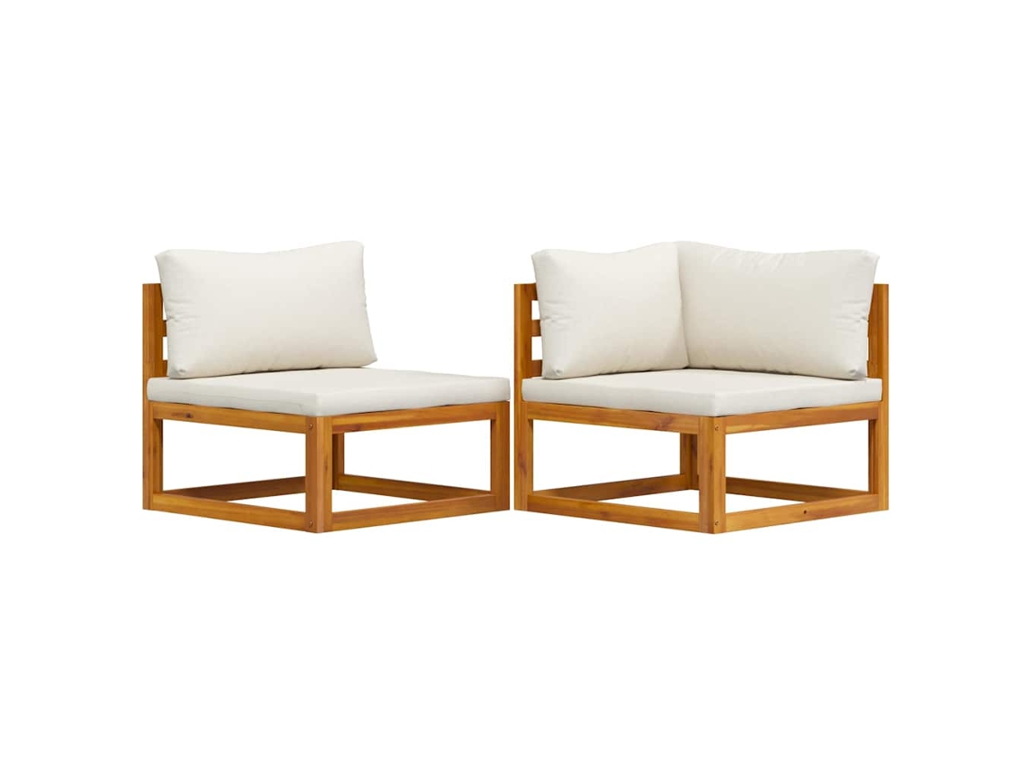 Maison Exclusive - Conjunto De Sofás 2 Pcs C/ Almofadões Branco Nata Acácia Maciça