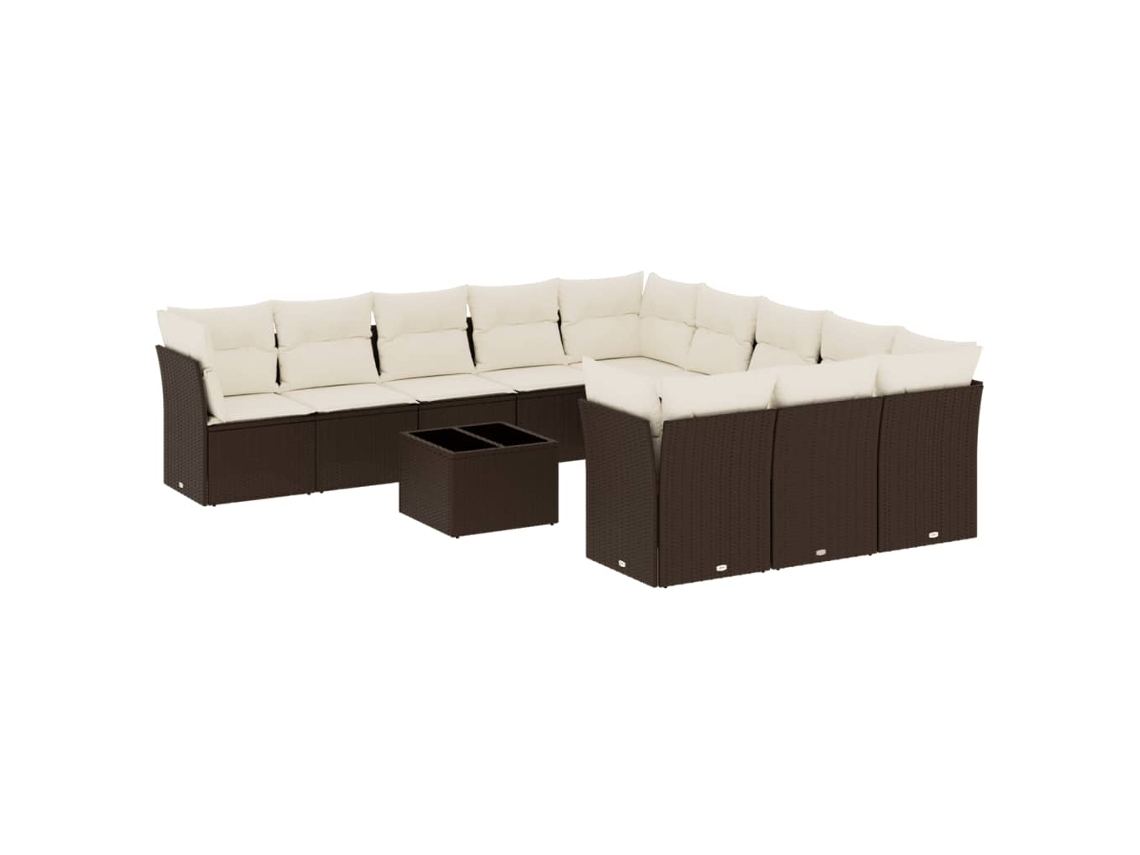 Conjunto de 12 Sofás Jardim com Almofadões Vime Pe Castanho MAISON EXCLUSIVE