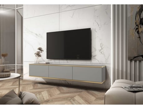 Móvel para Televisão Design Moderno com Função Push-To-Open. P : L : 175 Cm A: 30 Cm P : 32 Cm Cinza 3XELIVING