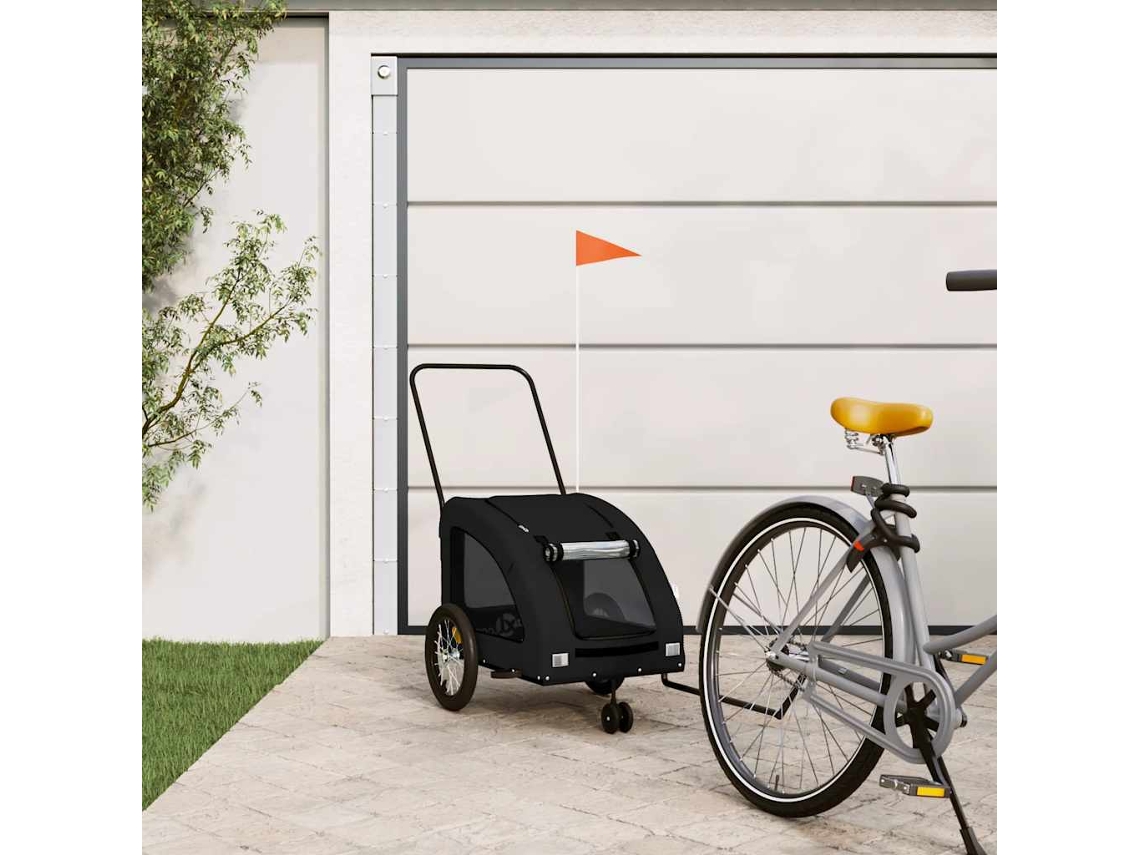 Vidaxl Reboque Bicicleta P/ Animais Tecido Oxford/ferro Preto