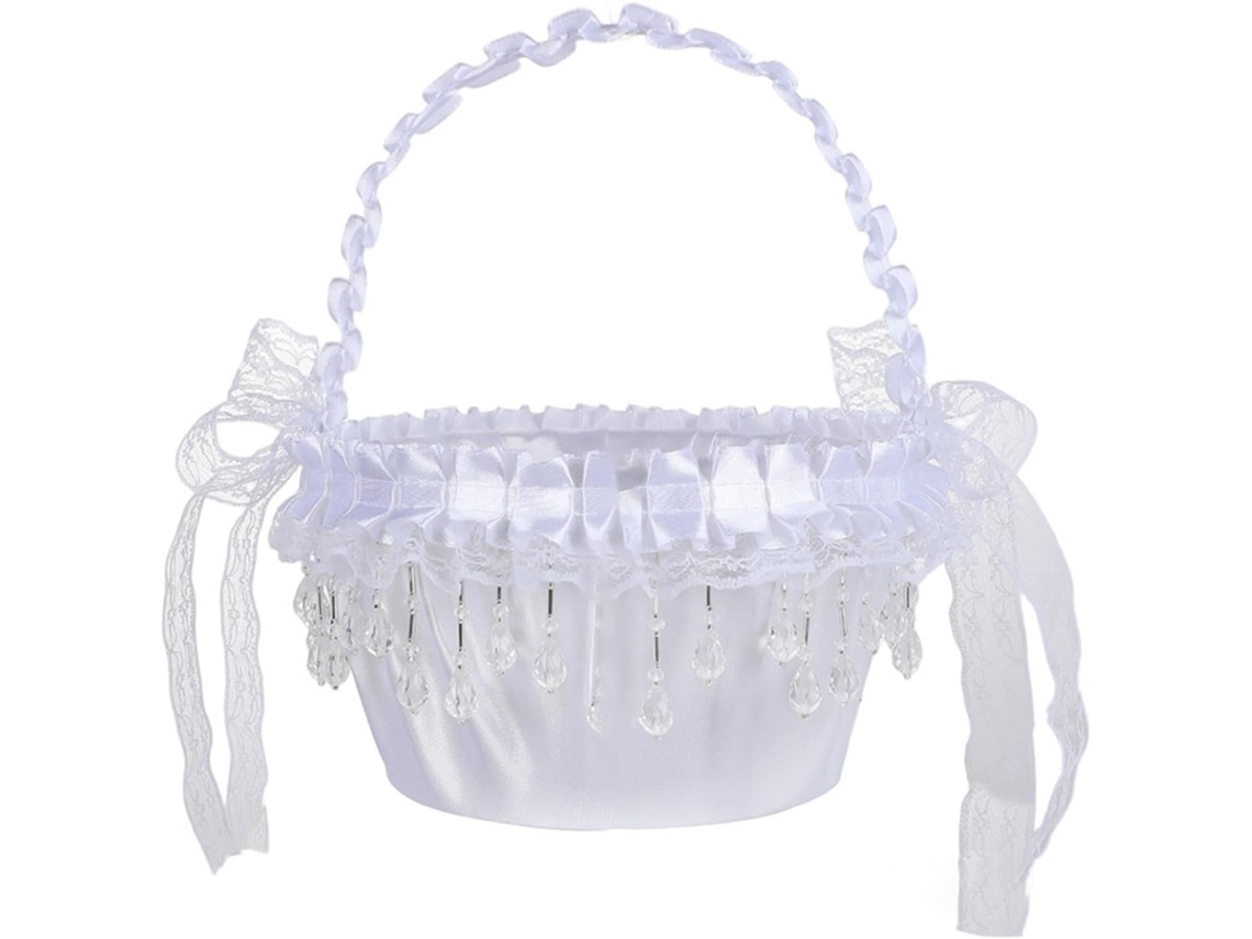 Cesta Floral em Renda Branca, SFUSHOS