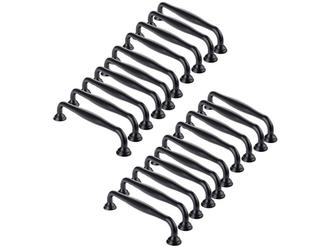 20 Puxadores Pretos para Portas, Armários de Cozinha, Gavetas e Quartos, com Espaçamento de 96 Mm Entre Furos(modelo 20 Tubos BRILVIBERA