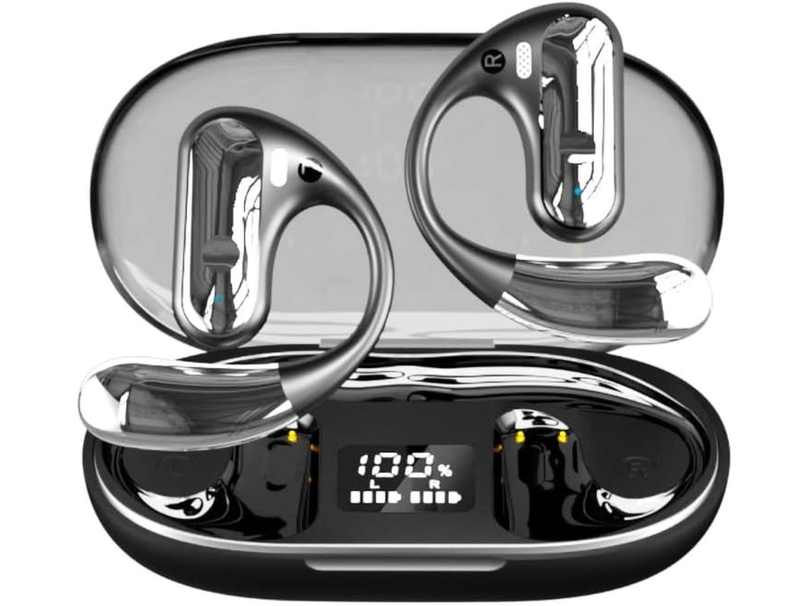 Fones de Ouvido Sem Fio com Microfone Som Estéreo Leve e Confortável À Prova D'água Bom para Corrida/exercício JIAPEI (preto)