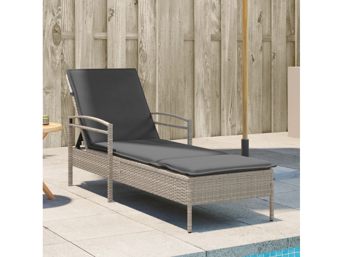 Vidaxl Espreguiçadeira Com Almofadão 63x200x81 Cm Vime Pe Cinza-claro