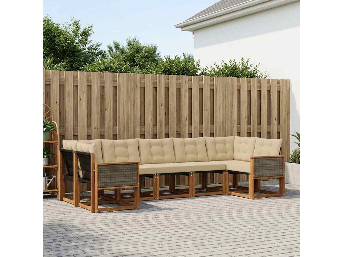 Vidaxl Conjunto De Sofás Para Exterior 7 Pcs Natural E Bege