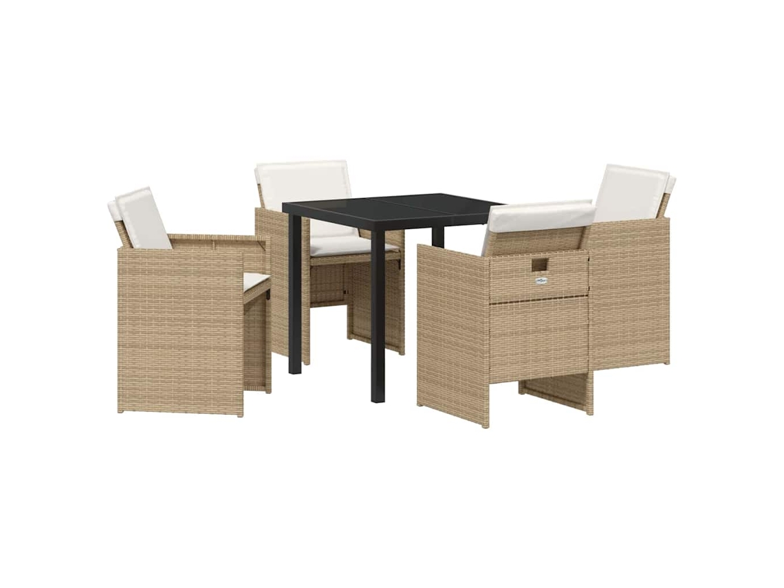 Maison Exclusive - Conjunto De Jantar Para Jardim Com Almofada 5 Pcs Bege Vime Pe