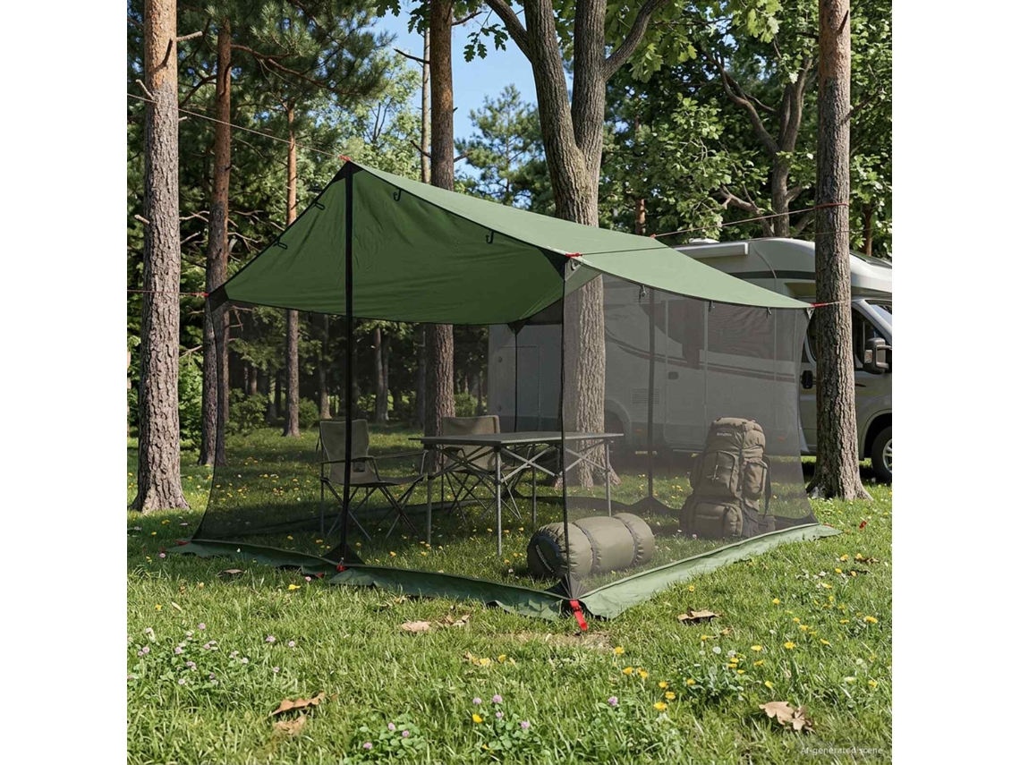Vidaxl Barraca De Camping Com Paredes De Malha Verde