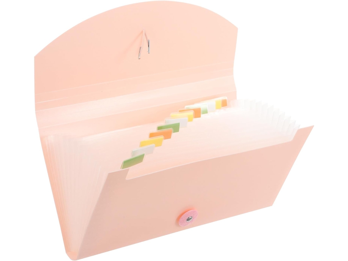 Pasta Organizadora Portátil Alipis B6 Rosa para Recibos e Contas, com Sacos Expansíveis, Saco Plástico Resistente