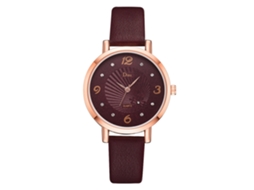 Relógio Feminino de Quartzo Simples com Pulseira de Couro Pu Rosa