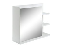 Armário De Banheiro Kleankin Espelho Parede, 3 Prateleiras, 1 Porta, 60x18x50cm, Branco, Estilo Moderno.