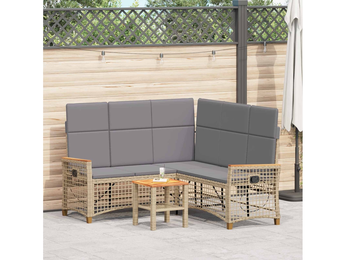 Vidaxl Conjunto De Sofá Reclinado Para Jardim Bege E Cinza Claro