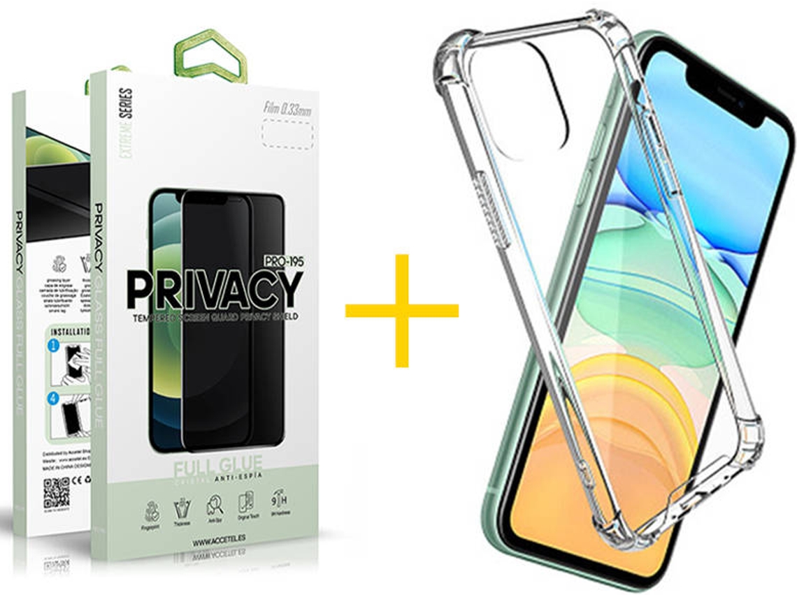 Capa + 1 Película de Vidro Anti-Spy iPhone 13 Pro SKYHE Gel Reforçado Transparente
