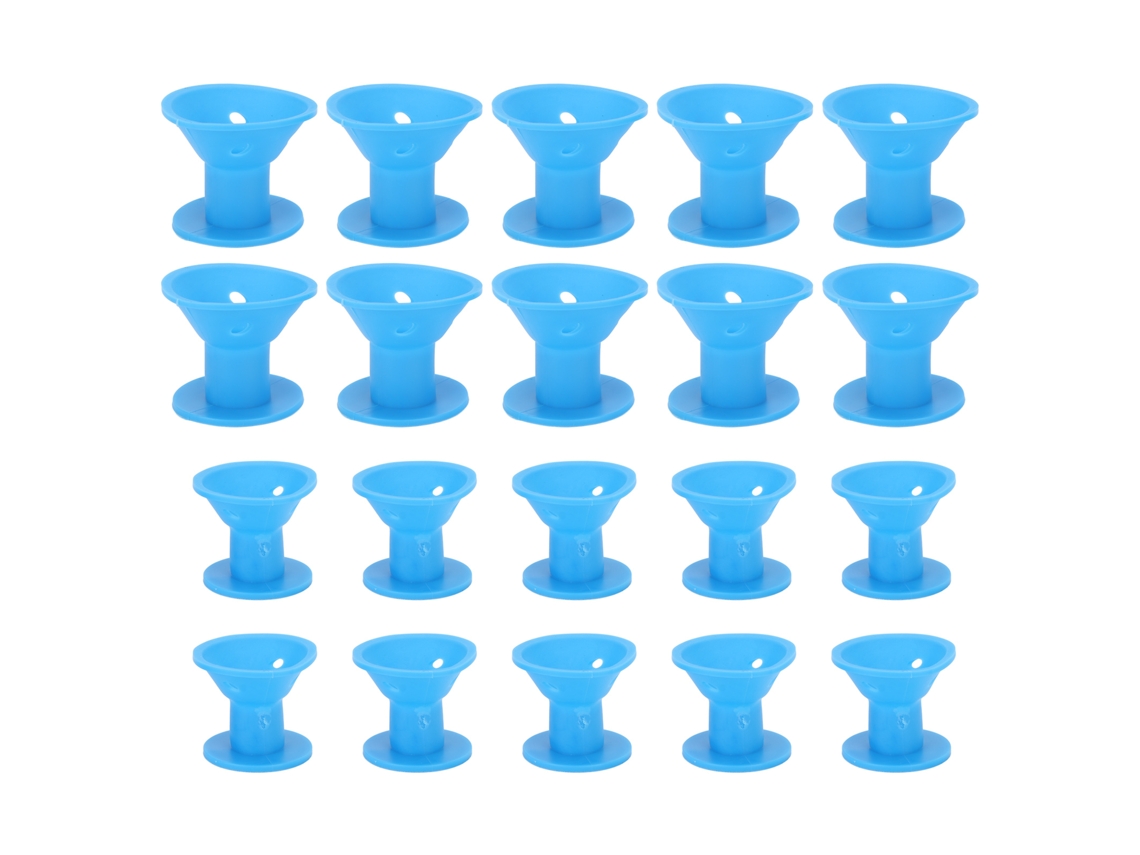 20pcs Bigode De Cabelo De Silicone Tamanhos Diferentes Cachos Reutilizáveis Ferramenta De Estilo Para Mulheres Azul
