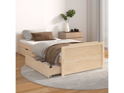 Vidaxl Estrutura De Cama Com Gavetas 90x200 Cm Pinho Maciço