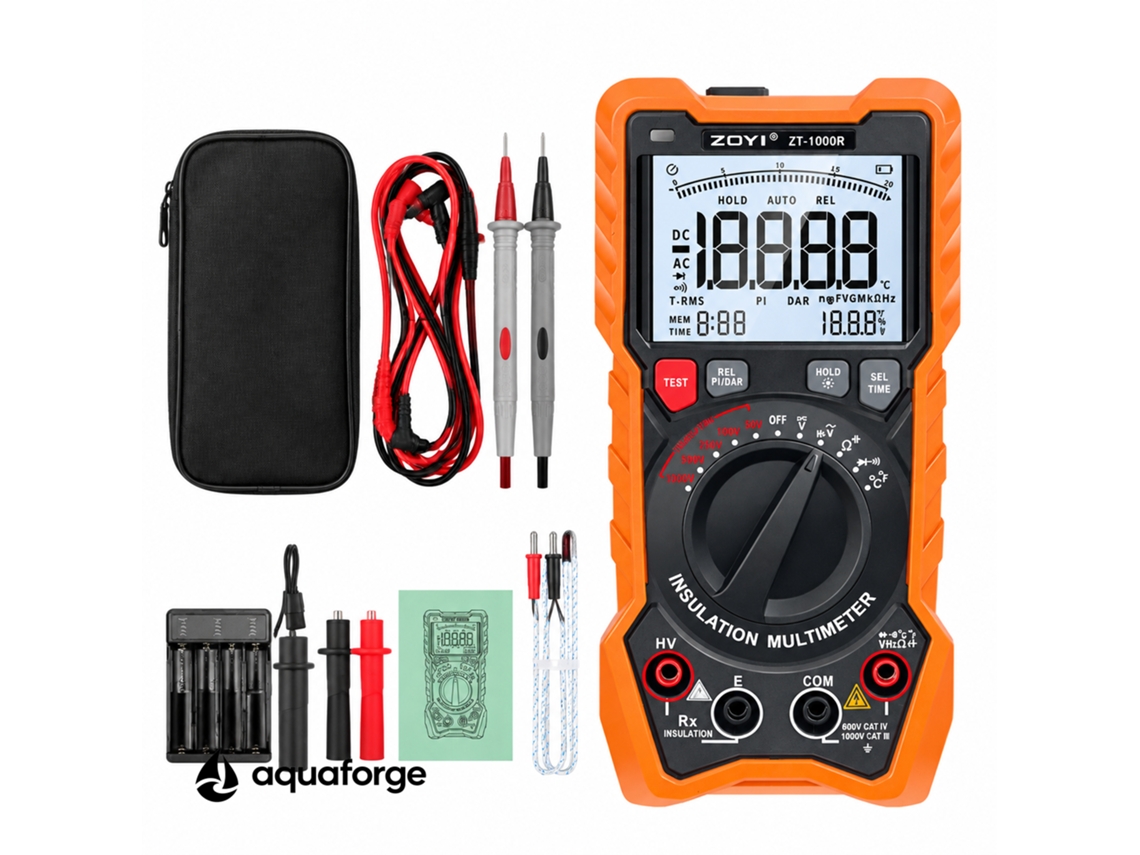 Multímetro Digital Aquaforge Zt-1000r, 1000v, Teste De Diodos