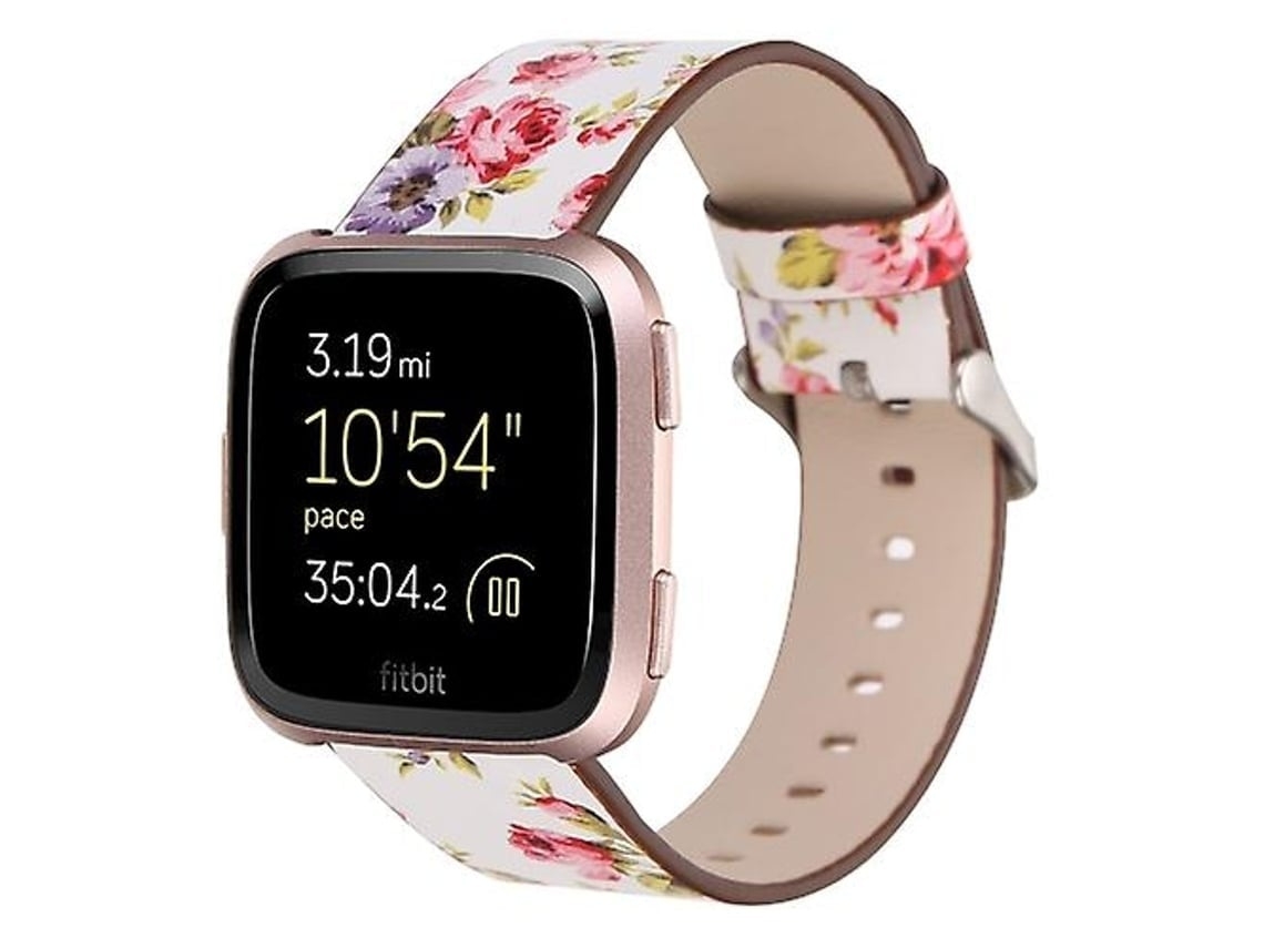 Pulseira De Relógio Lurelia Para Fitbit Versa 1/2 Com Padrão De Flor Branca Rosa