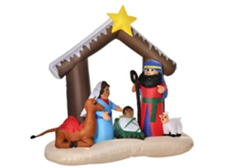 Decoração Inflável de Natal Poliéster Cor Branco, Marrom, Vermelho, Verde, Azul e Amarelo 201x100x183 cm Homcom