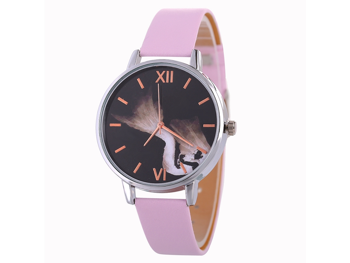 Relógio de Pulso Feminino de Liga Redondo Analógico Quartzo Elegante Rosa