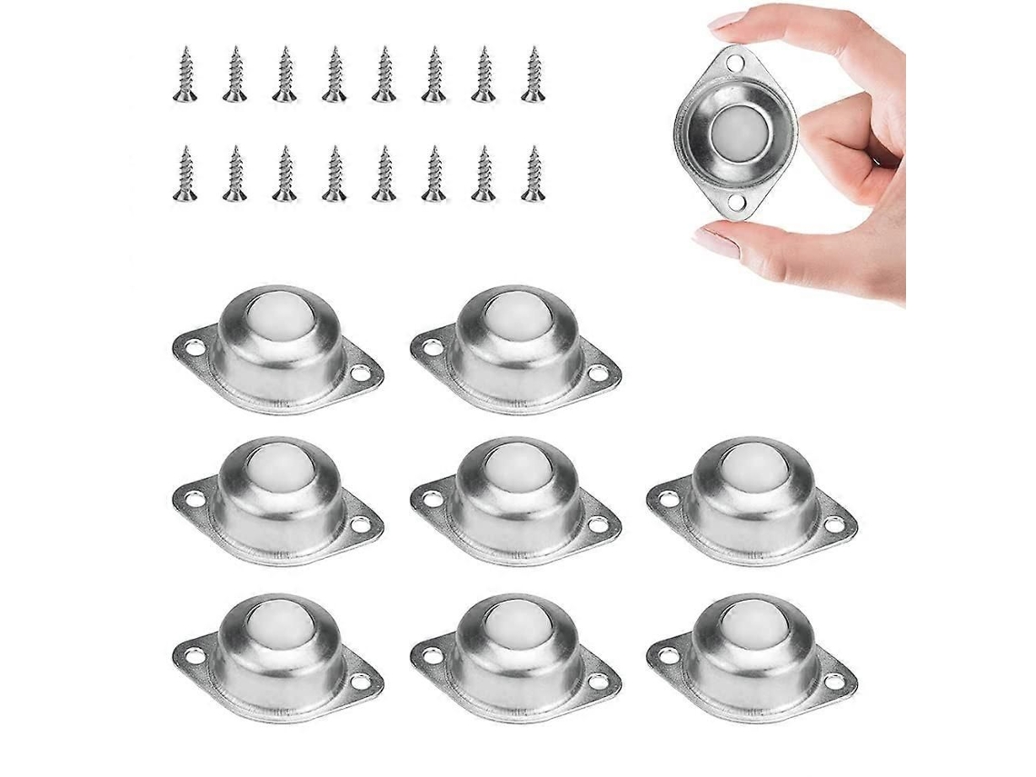 8 Rodízios De Nylon Com Esfera, Giro 360°, Com Parafusos, Para Sofás, Vitrines E Prateleiras