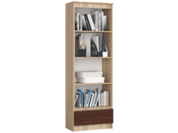 Estante Akord R60 Carvalho Sonoma, 60 Cm, 1 Gaveta, Frente Na Cor Wenge, 4 Prateleiras, 60 × 35 × 180 Cm
