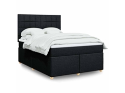 Vidaxl Cama Com Molas/colchão 160x200 Cm Tecido Preto